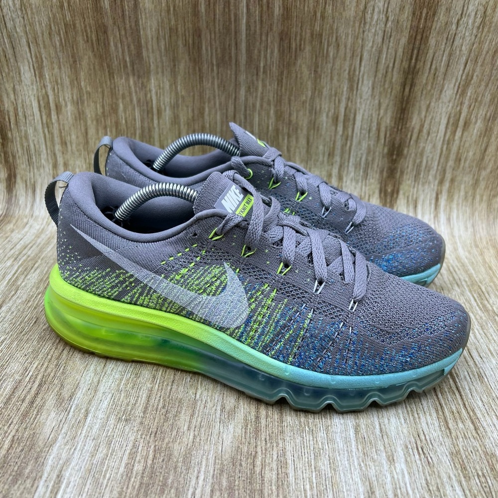 Nike Flyknit Air Max Women's Size 8 Running Shoes Light Charcoal Volt 620659-017